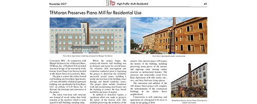 High-Profile Nov 2017 TFMoran Preserves Piano Mill for Residential Use