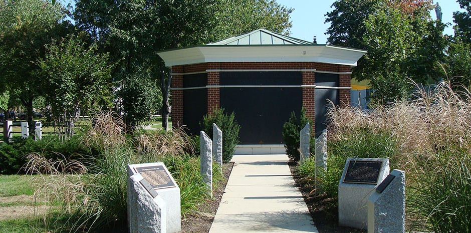 WWII Memorial in Veterans Park downtown Manchester, NH