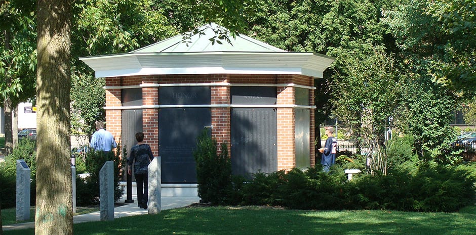 WWII Memorial in Veterans Park downtown Manchester, NH