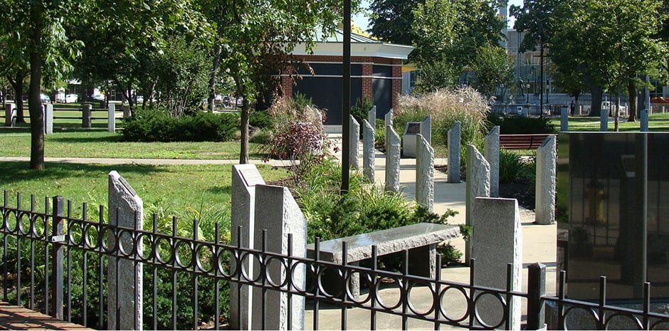 WWII Memorial in Veterans Park downtown Manchester, NH