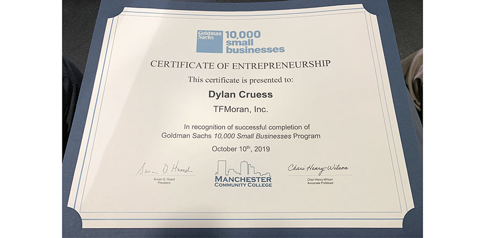 Dylan Cruess Goldman Sachs 10,000 Small Businesses Program 2019