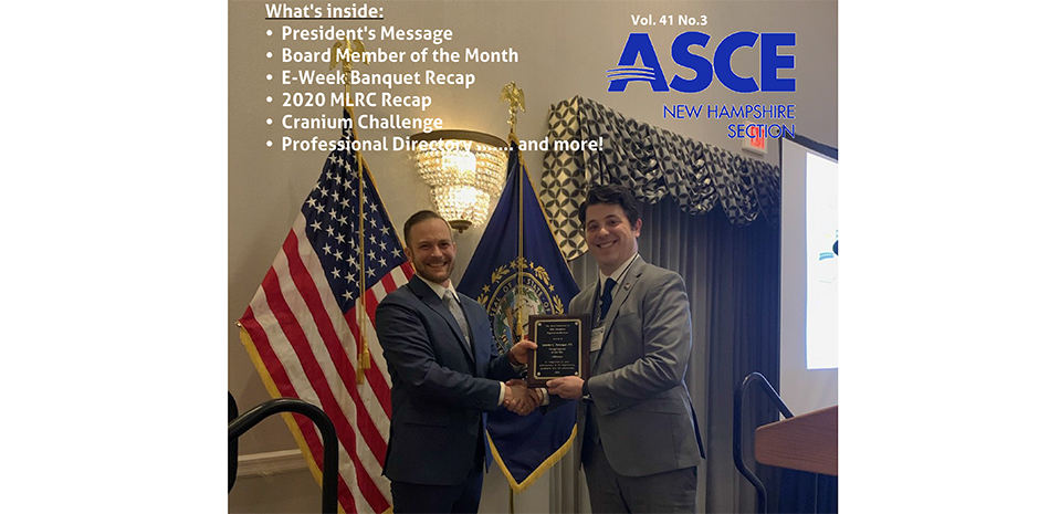 Jeremy Belanger on ASCE-NH Cover of March Newsletter