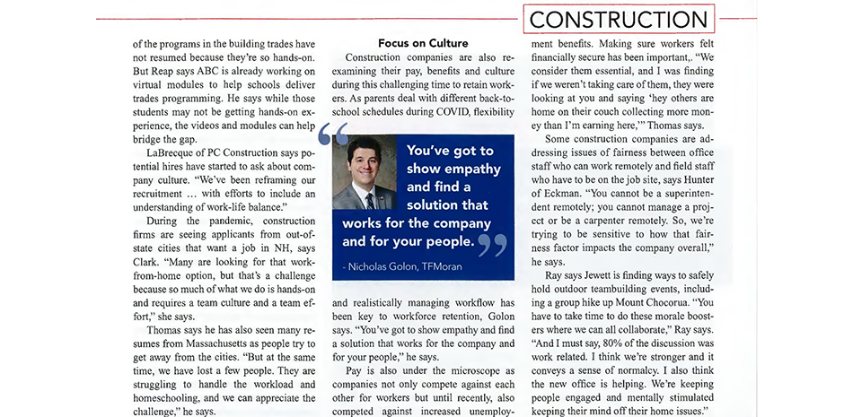 BusinessNH Magazine Construction in the Age of COVID